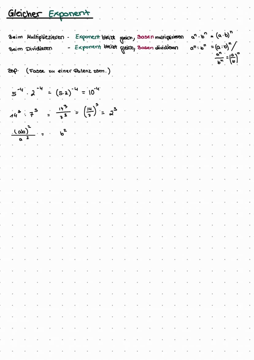 Mathe potencer
n
a-Basis
Ein Produkt aus gleichen Faktoren a kann aus Potenz an geschrieben
werden..
Die Basis a ist der Faktor, der Exponen
