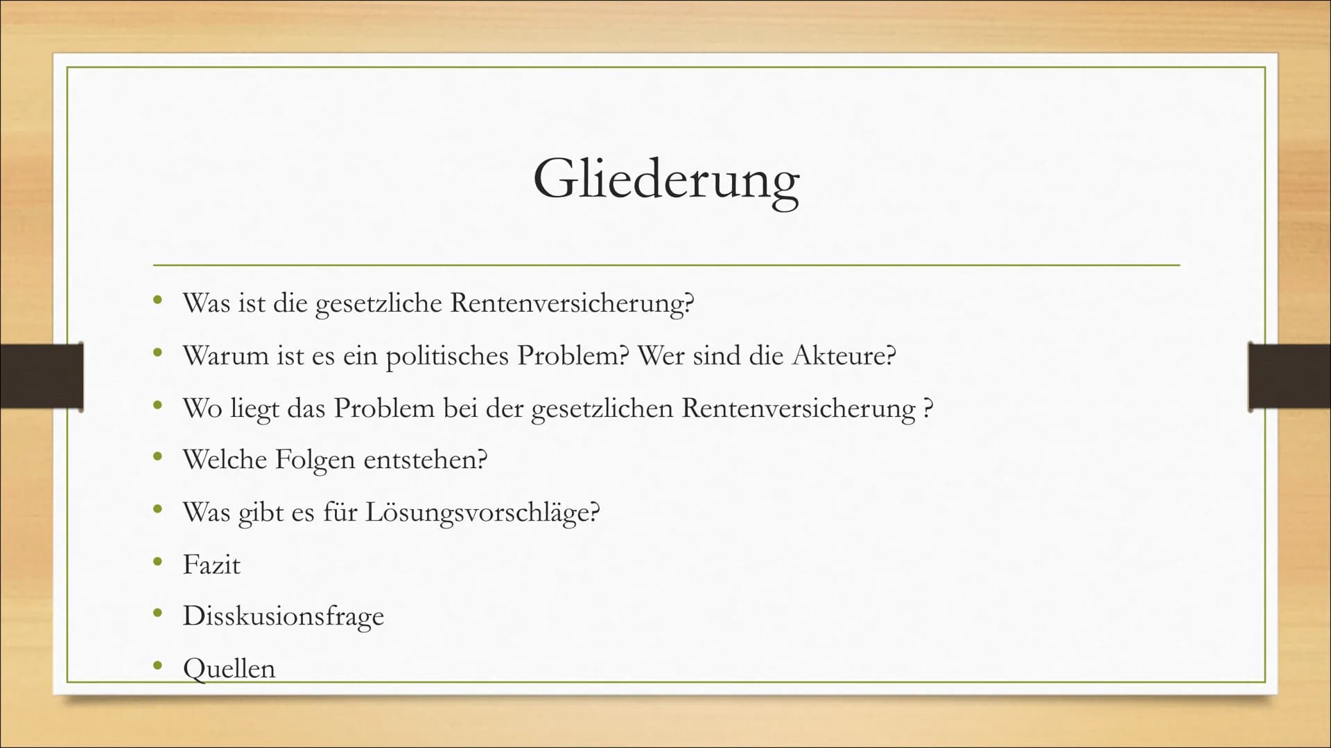 Das deutsche gesetzliche
Rentensystem
Warum es zu scheitern droht • Was ist die gesetzliche Rentenversicherung?
• Warum ist es ein politisch