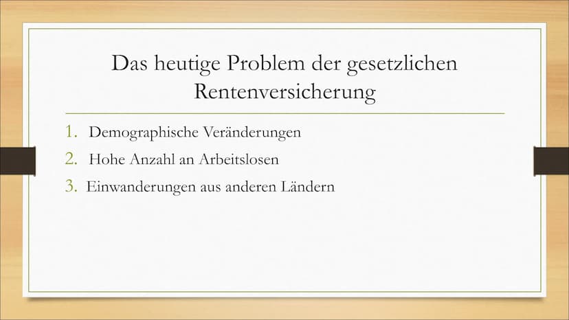 Das deutsche gesetzliche
Rentensystem
Warum es zu scheitern droht • Was ist die gesetzliche Rentenversicherung?
• Warum ist es ein politisch