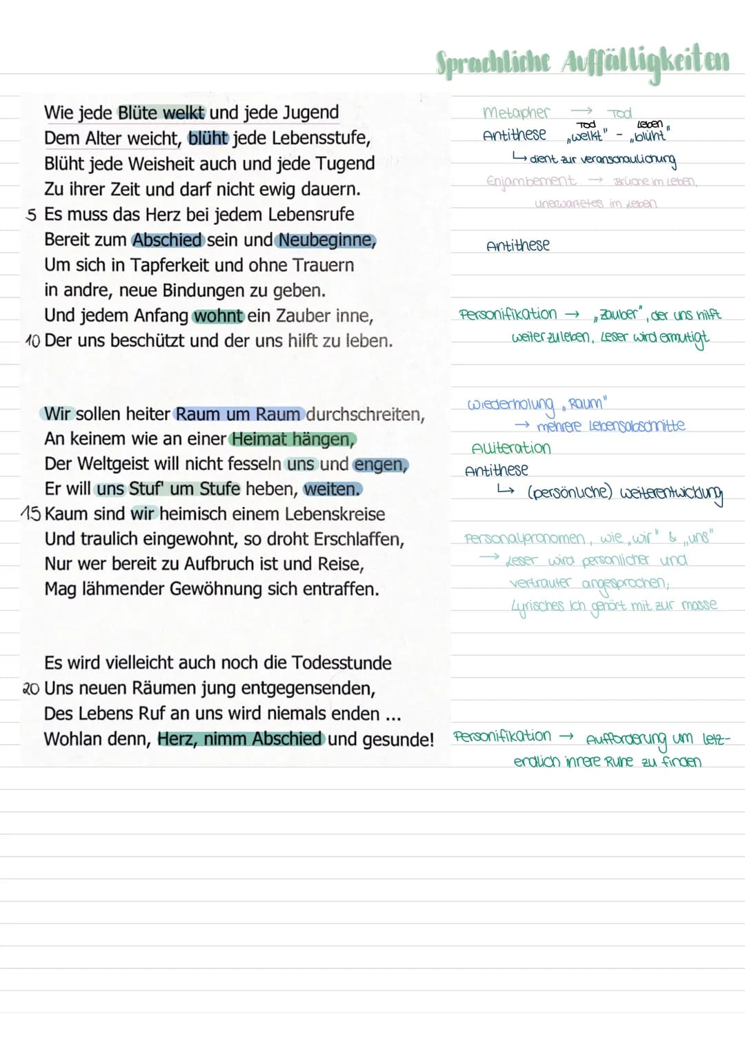 Gedanken lyrik
alternd
oft dargestellt mit Jahreszeiten
Unvollkommenheit
(Angst) → (Chance)
Schwelle
Form des Gedichts.
Strophen: 3 Verse 22