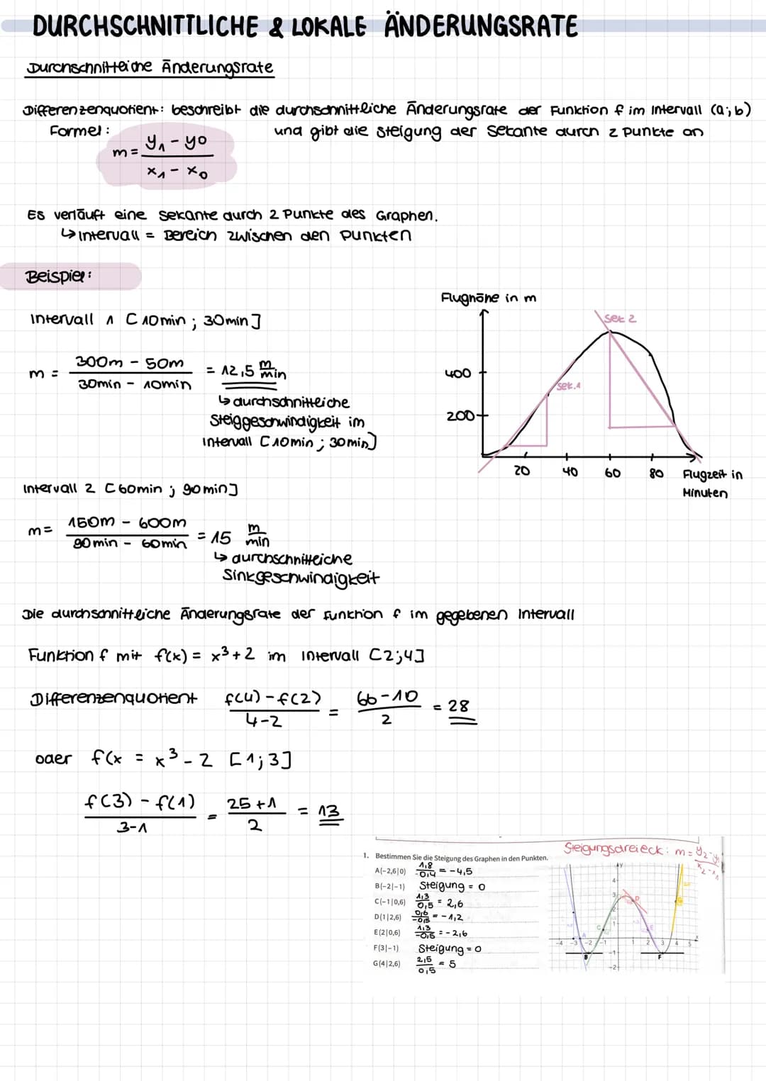 1. Ableitungsregein
MATHE-KLASSENARBEIT
Differenzialrechnung, Ableitungen, Tangente, Normale
Potenzregel: f(x) = xn
f'(x)=n·x^-^
Faktorregel