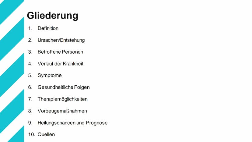 Bulimie Gliederung
1. Definition
2. Ursachen/Entstehung
3. Betroffene Personen
4. Verlauf der Krankheit
5. Symptome
6. Gesundheitliche Folge