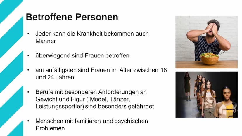 Bulimie Gliederung
1. Definition
2. Ursachen/Entstehung
3. Betroffene Personen
4. Verlauf der Krankheit
5. Symptome
6. Gesundheitliche Folge