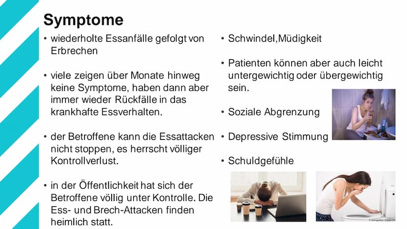 Bulimie Gliederung
1. Definition
2. Ursachen/Entstehung
3. Betroffene Personen
4. Verlauf der Krankheit
5. Symptome
6. Gesundheitliche Folge
