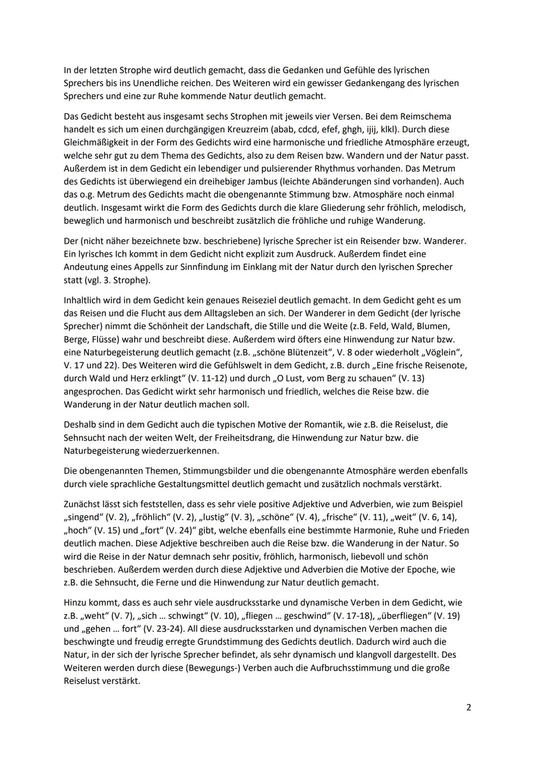 Die literarische Analyse bzw. Interpretation des Romantikgedichts ,,Reiselied"
Joseph von Eichendorff (1788-1857)
Reiselied (um 1823)
Durch 