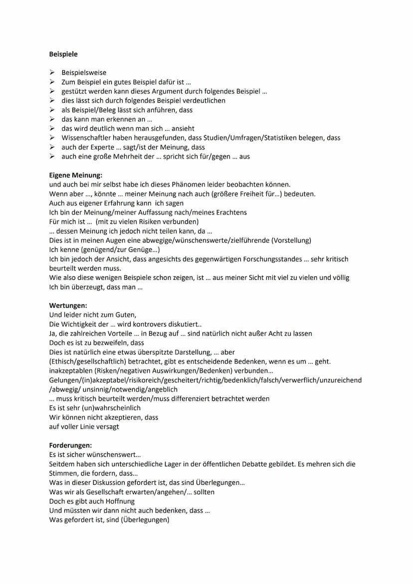 Erörterung
- kein Nominalstil!
Zum Thema hinführen
- Neulich ist es mir passiert, dass .../ Als ich kürzlich ... habe ich die Erfahrung gema