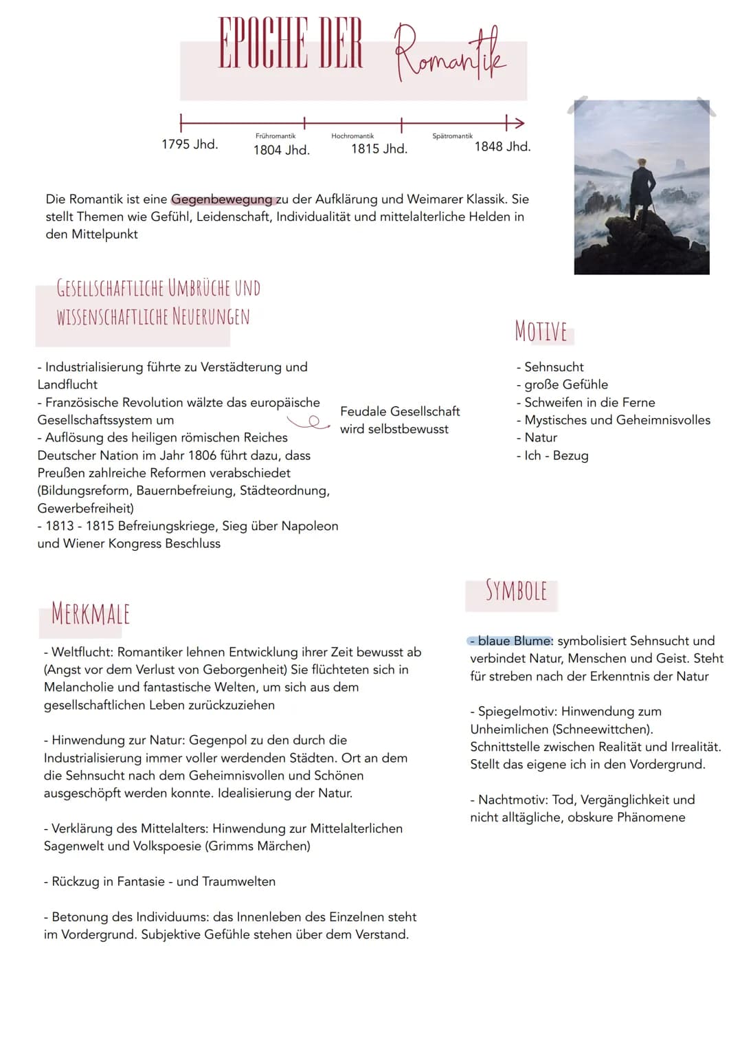 EPOCHE DER Romantil
1795 Jhd.
Frühromantik
1804 Jhd.
GESELLSCHAFTLICHE UMBRÜCHE UND
WISSENSCHAFTLICHE NEUERUNGEN
Hochromantik.
- Industriali