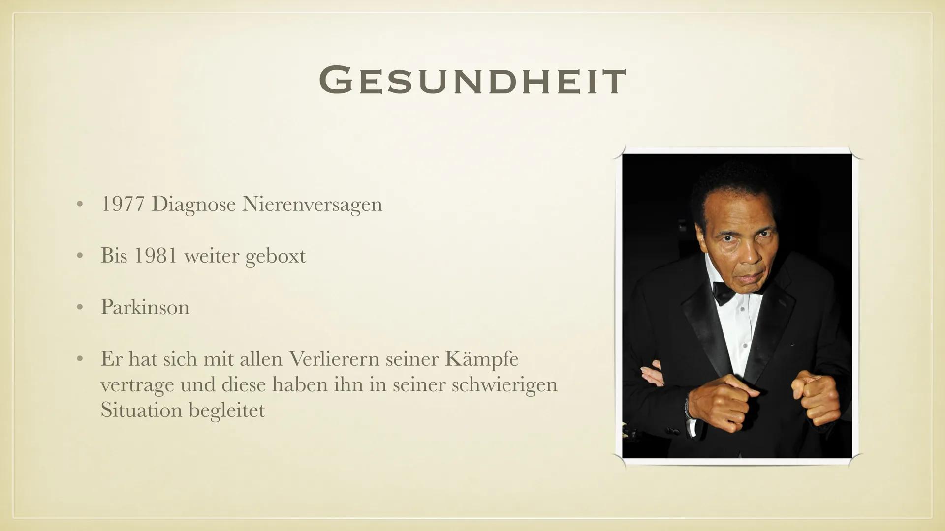 MOHAMMED ALI
WESHALB IST ALI EINER DER
BEKANNTESTEN SPORTLER UND
AKTIVISTEN? ●
99
Geburtsname: Cassius Clay
*17.01.1942, Kentucky USA
• +03.