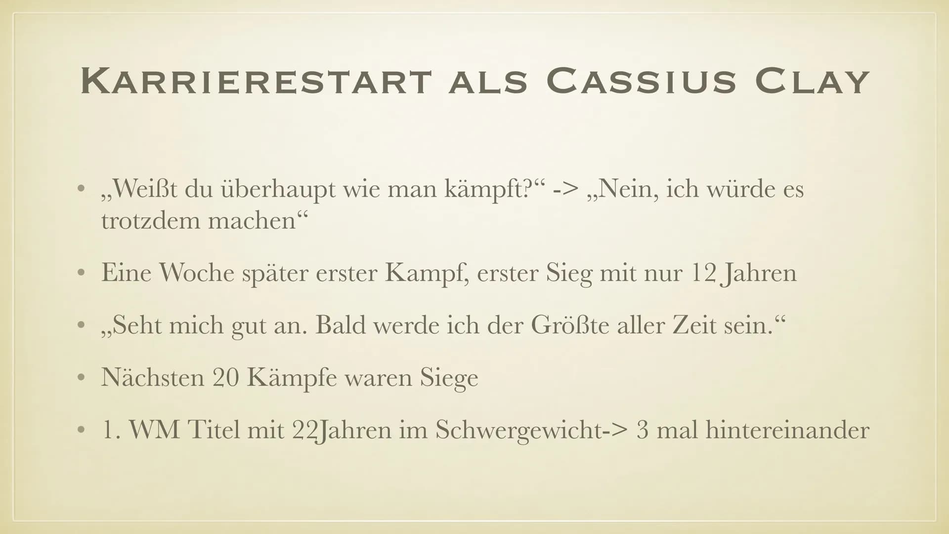 MOHAMMED ALI
WESHALB IST ALI EINER DER
BEKANNTESTEN SPORTLER UND
AKTIVISTEN? ●
99
Geburtsname: Cassius Clay
*17.01.1942, Kentucky USA
• +03.