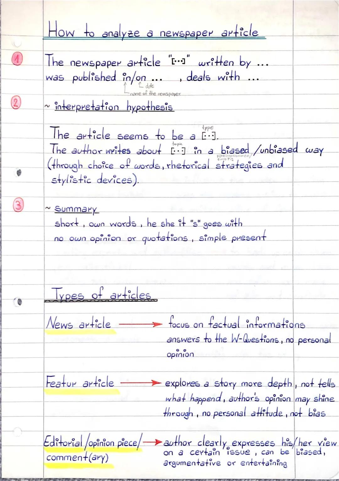 How to analyze a newspaper article