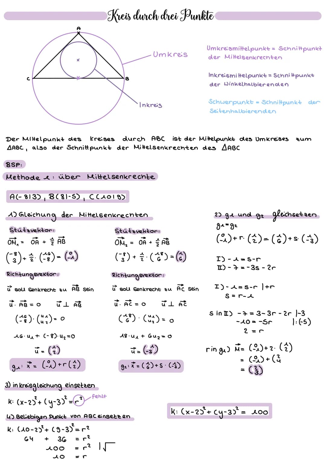 y
m₂
m
I
MA
Kreise in der Ebene
Vektorgleichung:
K² (x-m₁³²+ (y-m₂3² = r²
K: (x-m₂)·(x-m₂) + (y-m³²) · cy-m²³ = r²
.). (x - m ₂ ) = r².
Bsp:
