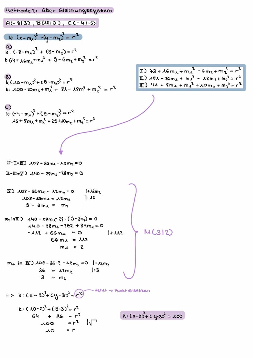 y
m₂
m
I
MA
Kreise in der Ebene
Vektorgleichung:
K² (x-m₁³²+ (y-m₂3² = r²
K: (x-m₂)·(x-m₂) + (y-m³²) · cy-m²³ = r²
.). (x - m ₂ ) = r².
Bsp: