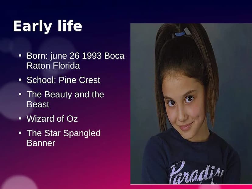 a Grande
English presentation
By Halime Structure
- early life
- family
Teens
- Career
Future
- Clip
Sources Early life
●
• Born: june 26 19