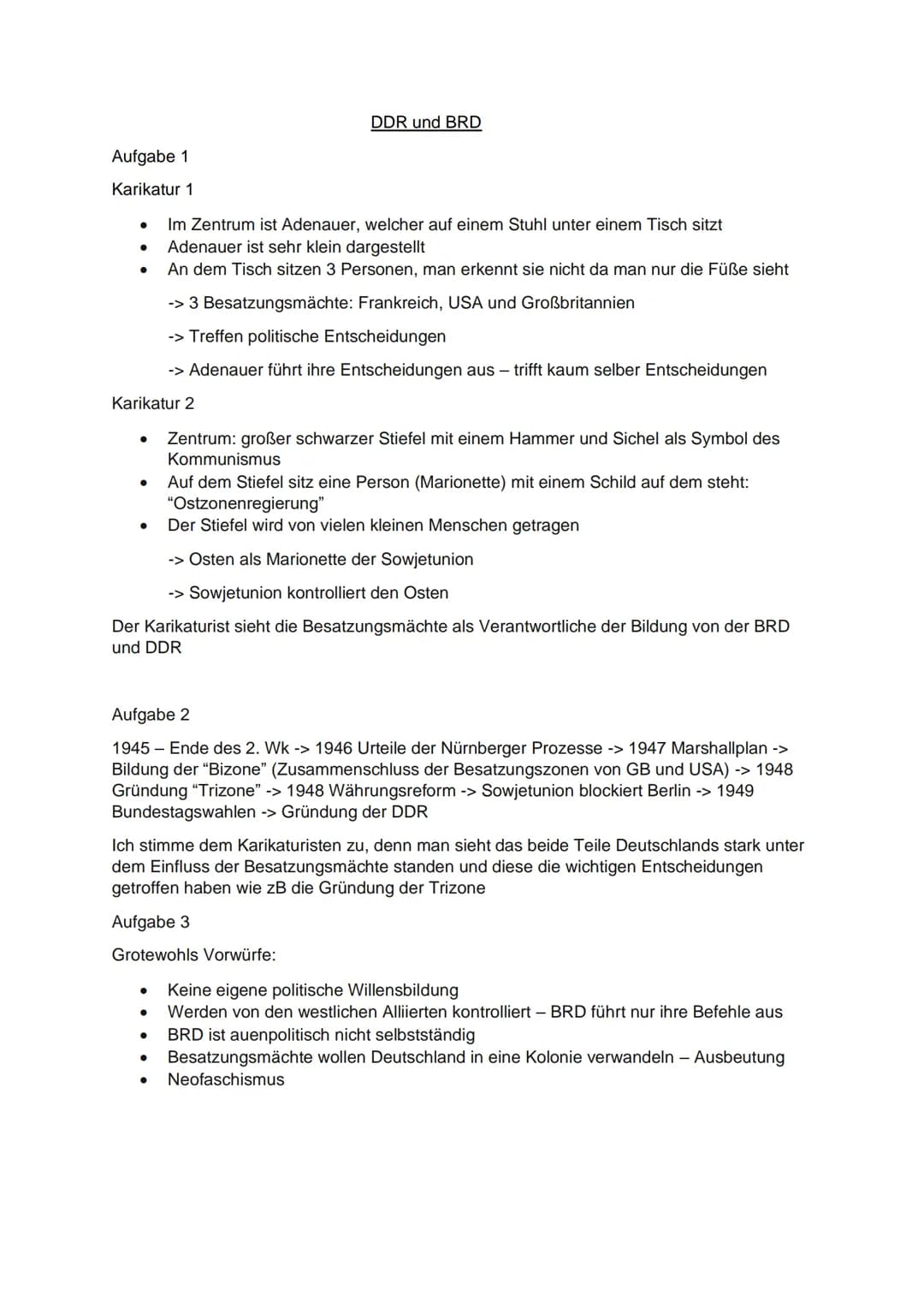 
<p>Die Gründung der DDR und der BRD war ein komplexer Prozess, der von den Besatzungsmächten Frankreich, USA und Großbritannien kontrollier