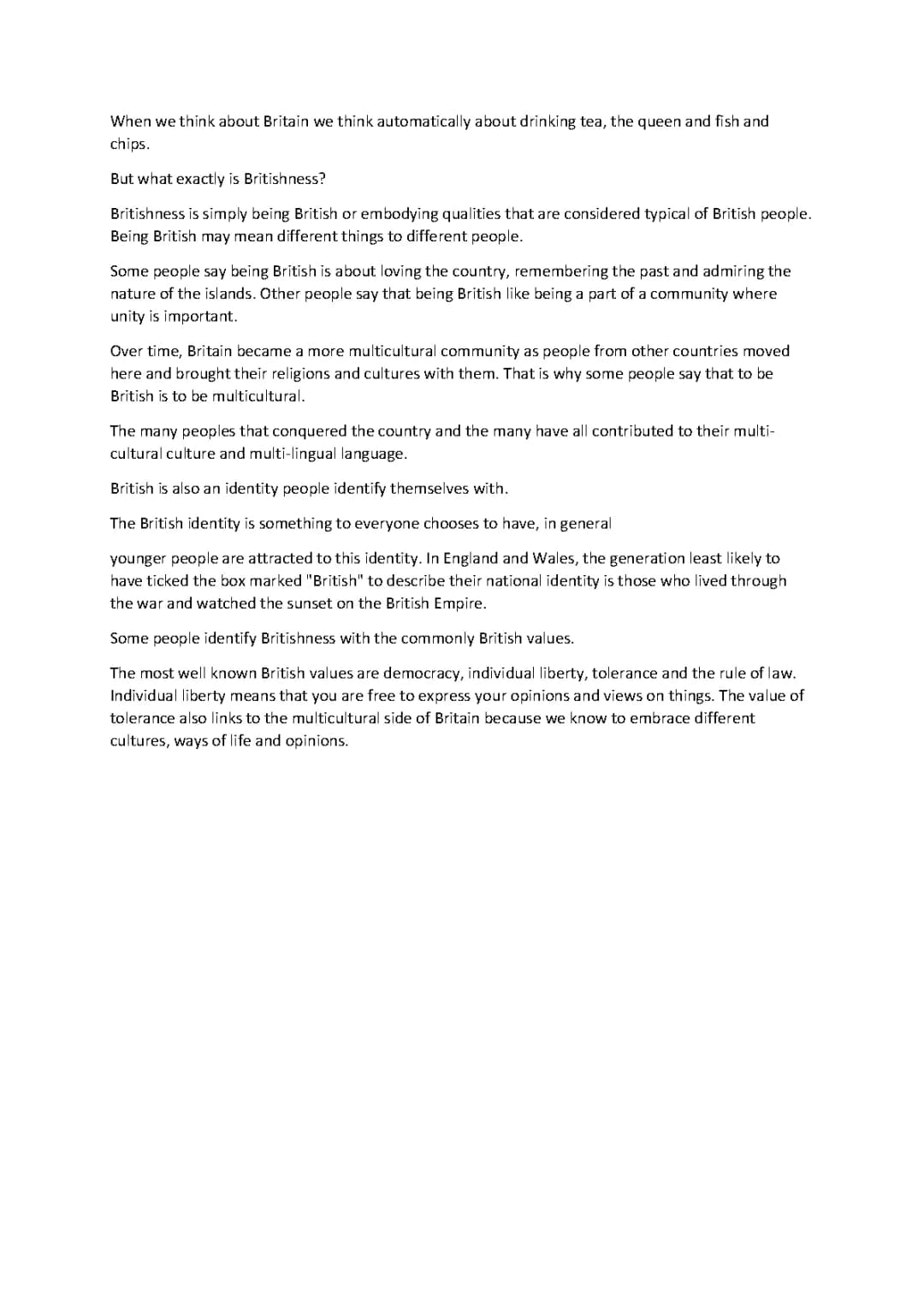 Typical Britishness: British Values and Multicultural Society