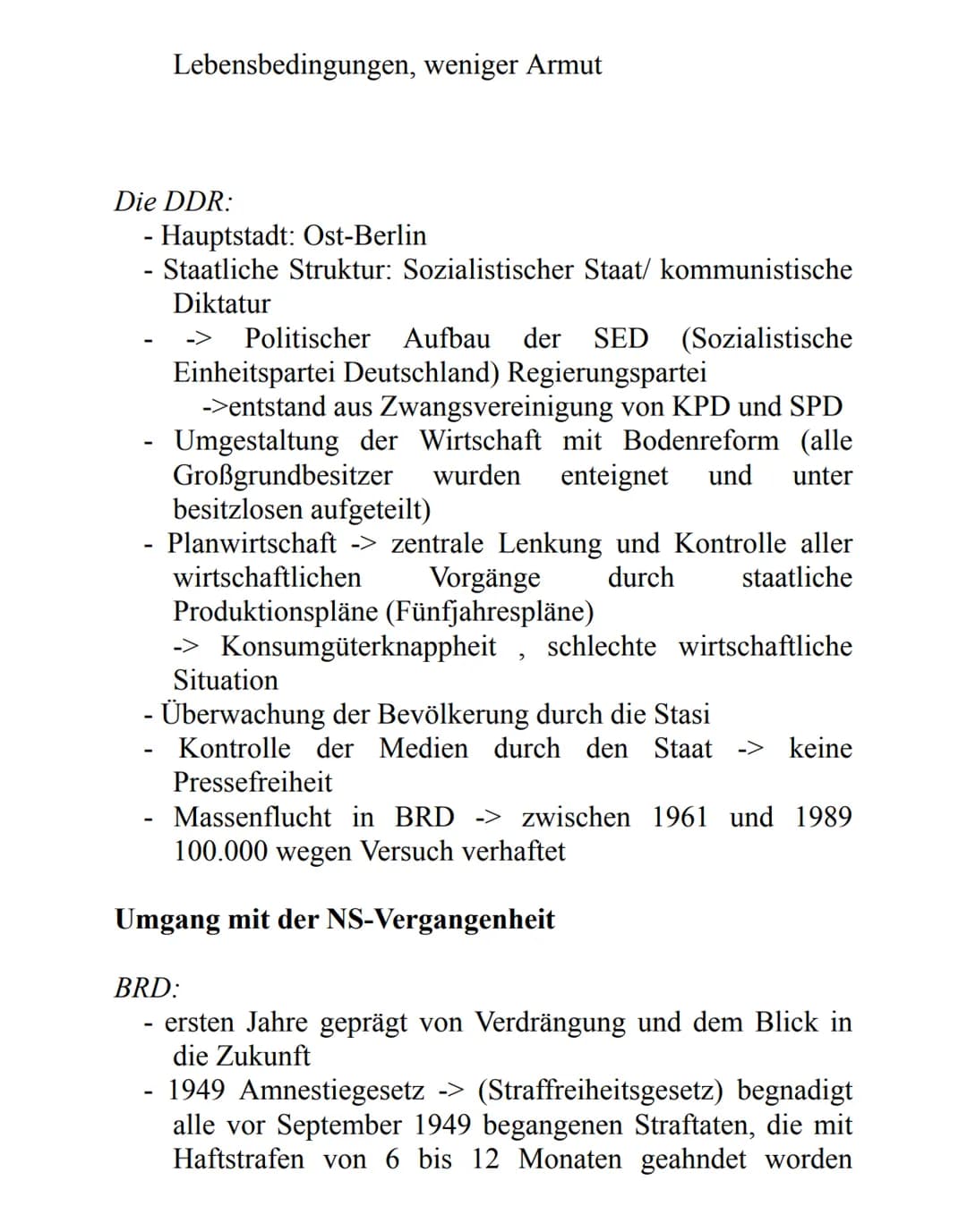 Geschichte Handout
Auseinandersetzung und Umgang mit der NS-Vergangenheit in der DDR und BRD bis heute
Deutschland nach 1945
Zerstörung von 