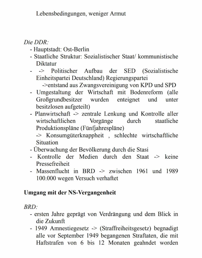 Geschichte Handout
Auseinandersetzung und Umgang mit der NS-Vergangenheit in der DDR und BRD bis heute
Deutschland nach 1945
Zerstörung von 