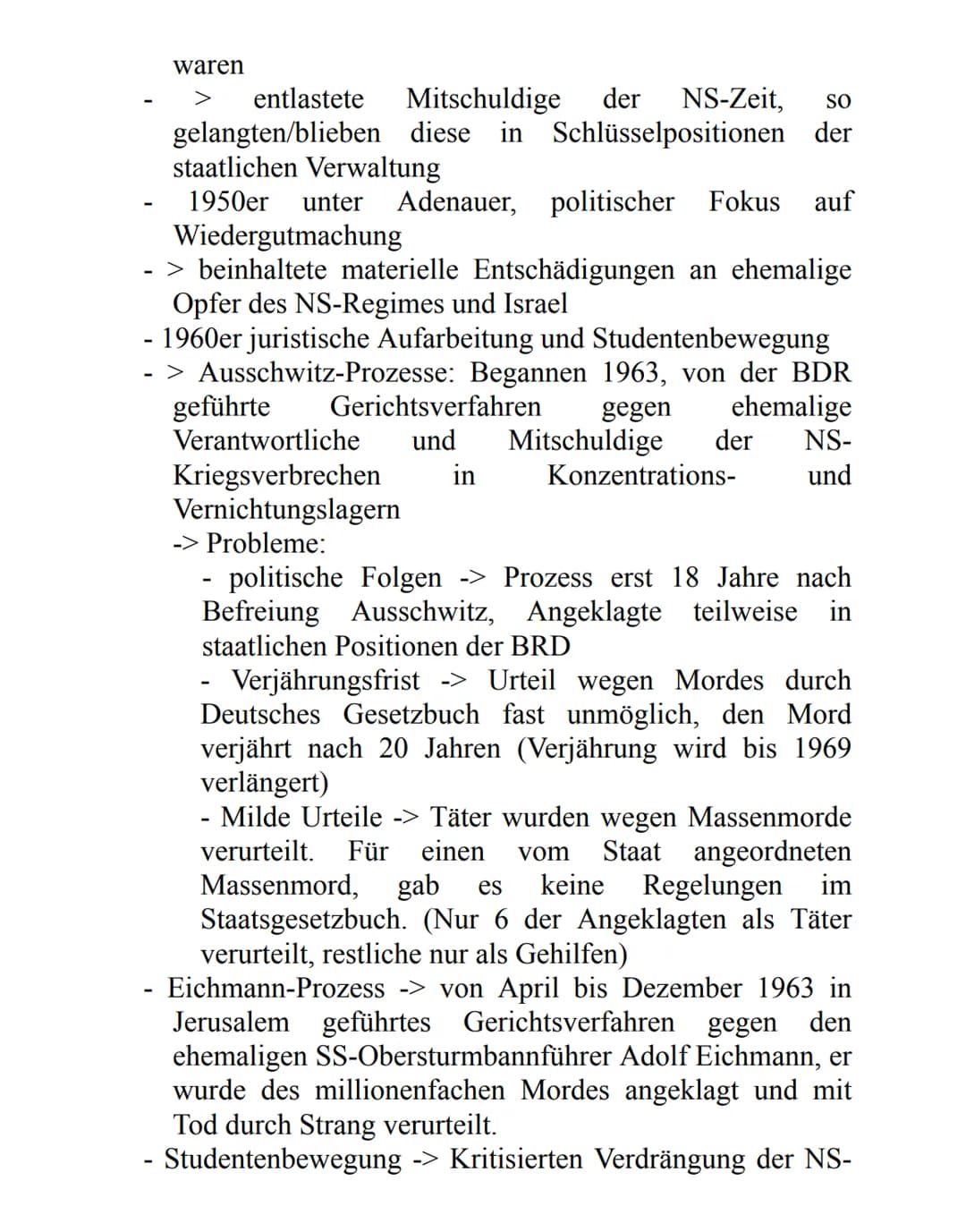 Geschichte Handout
Auseinandersetzung und Umgang mit der NS-Vergangenheit in der DDR und BRD bis heute
Deutschland nach 1945
Zerstörung von 