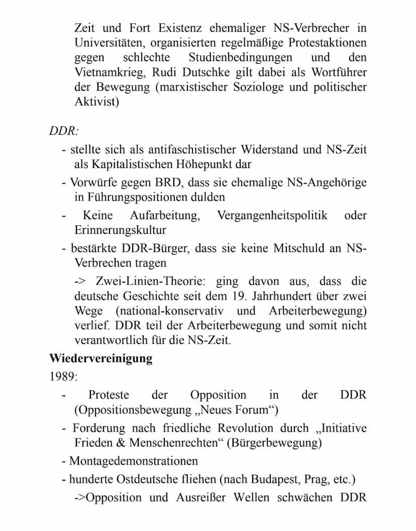 Geschichte Handout
Auseinandersetzung und Umgang mit der NS-Vergangenheit in der DDR und BRD bis heute
Deutschland nach 1945
Zerstörung von 