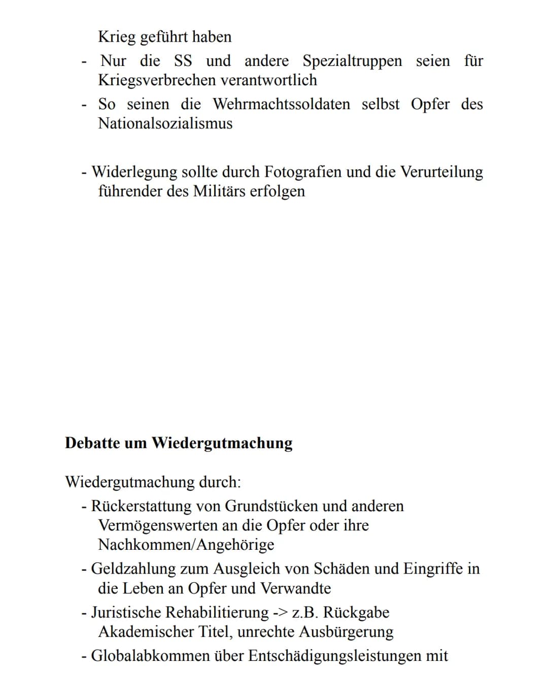 Geschichte Handout
Auseinandersetzung und Umgang mit der NS-Vergangenheit in der DDR und BRD bis heute
Deutschland nach 1945
Zerstörung von 