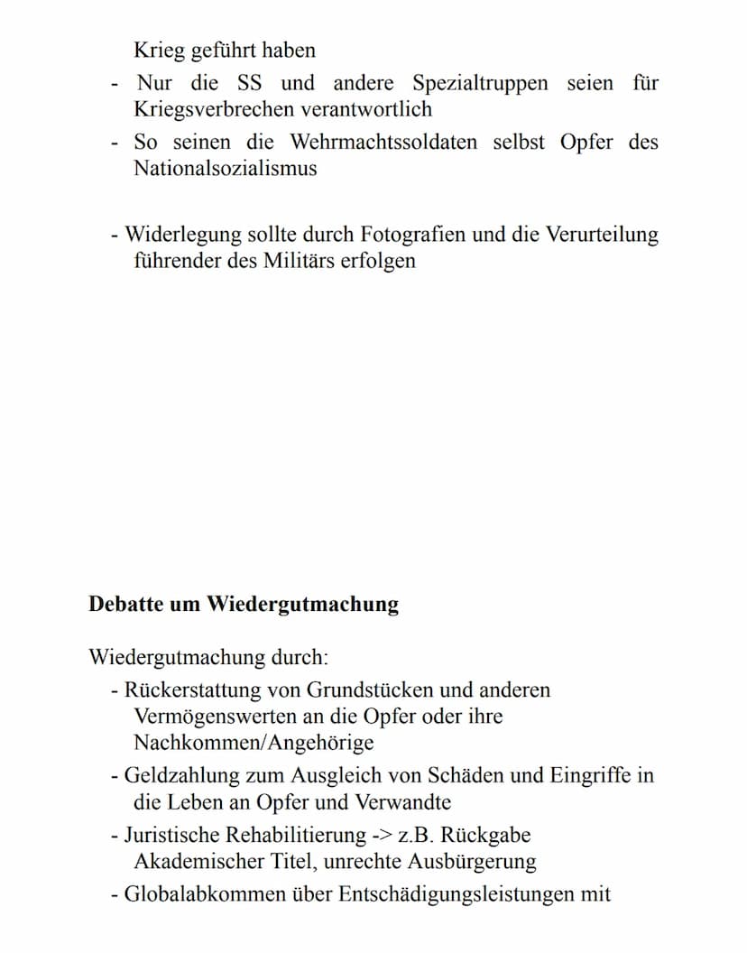 Geschichte Handout
Auseinandersetzung und Umgang mit der NS-Vergangenheit in der DDR und BRD bis heute
Deutschland nach 1945
Zerstörung von 