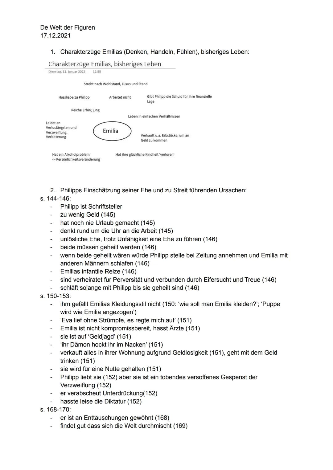 De Welt der Figuren
17.12.2021
1. Charakterzüge Emilias (Denken, Handeln, Fühlen), bisheriges Leben:
Charakterzüge Emilias, bisheriges Leben