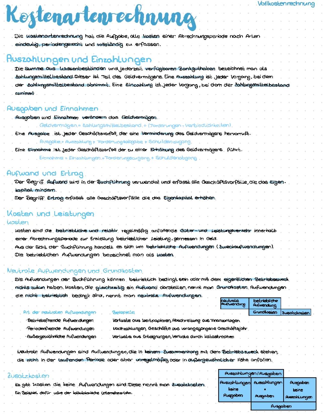 Kostenartenrechnung