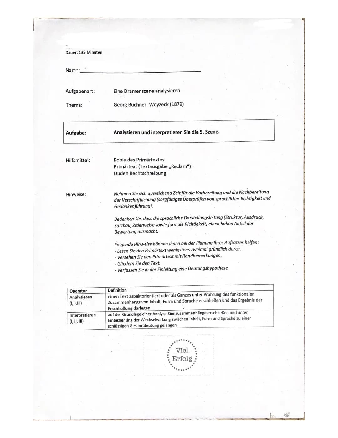 Woyzeck Szene 5 Analyse und Zusammenfassung – PDF und Text
