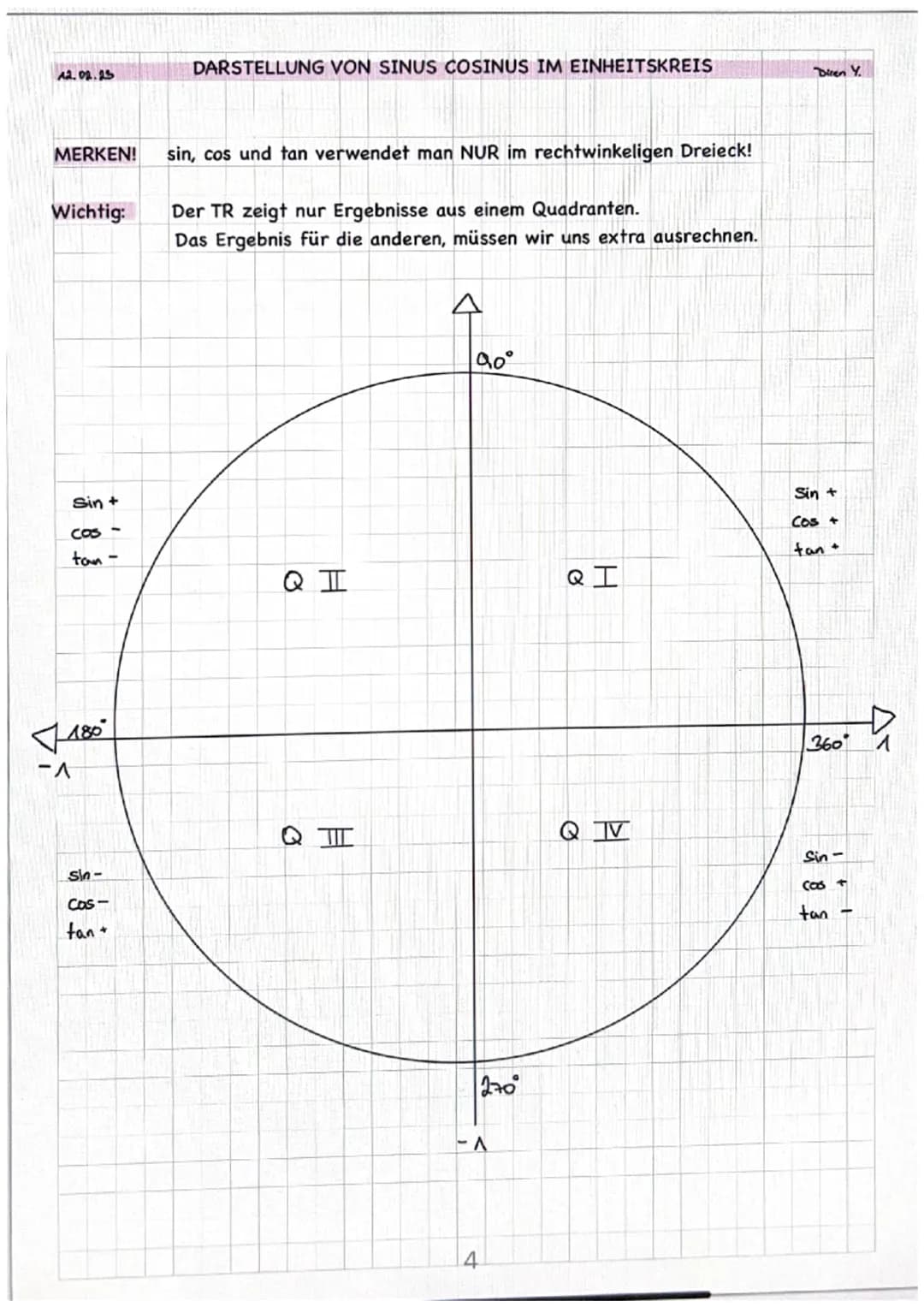 Diren Y.
FORMEL:
sind=
cosd=
fand=
Abkürzung:
TRIGONOMETRIE - ZUSAMMENFASSUNG
Gegenkathete von
Hypotenuse
Ankathete von
Hypotenuse
Das heißt