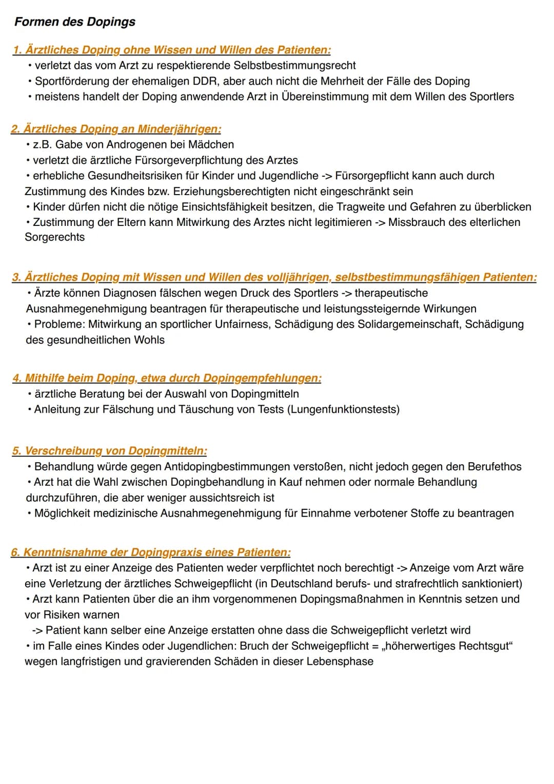 a) Doping
Die Olympische Idee Coubertins beruht auf dem Leitbild aus den folgenden 5 Prinzipien:
1. Harmonische Ausbildung des Menschen (nic