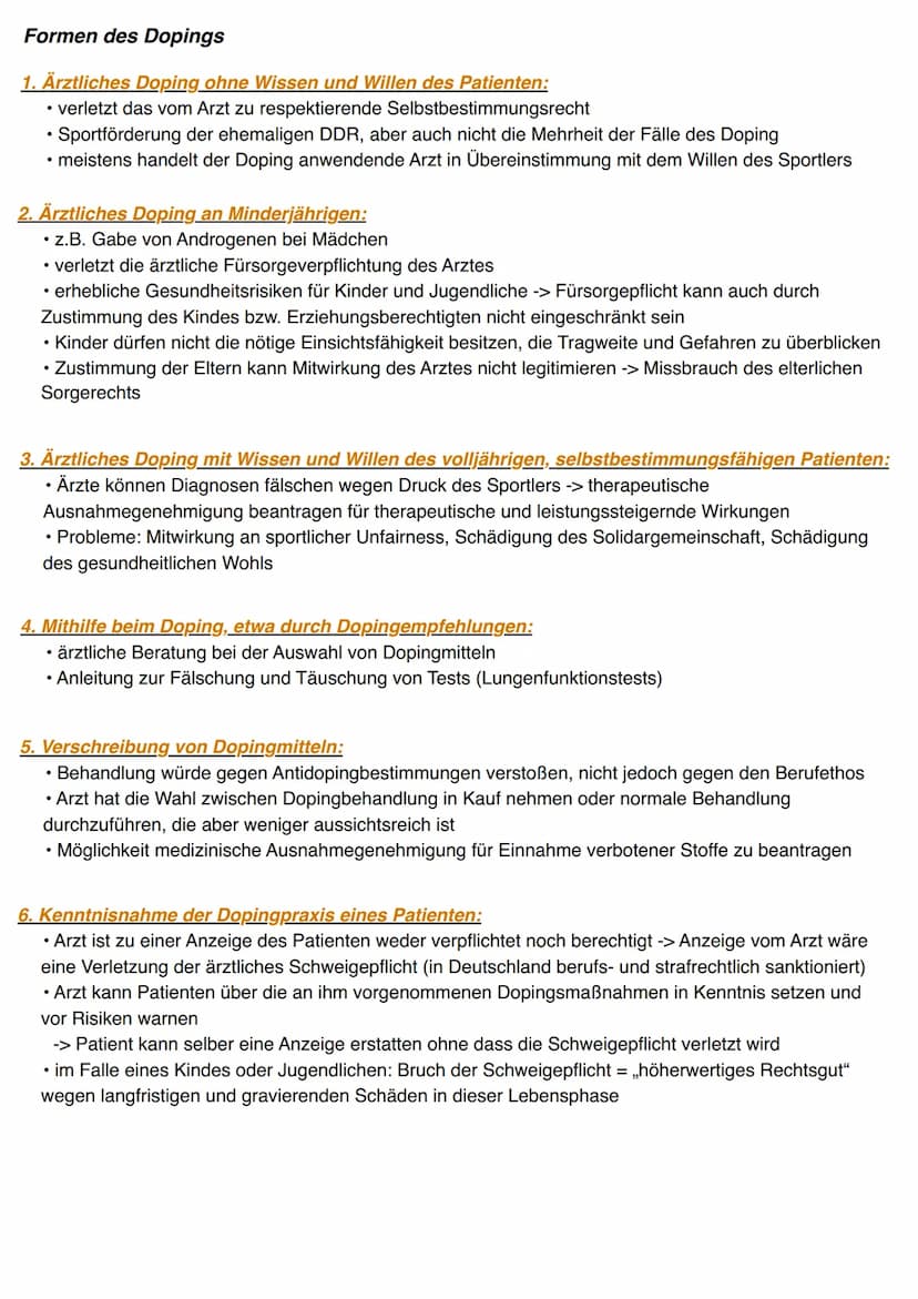 a) Doping
Die Olympische Idee Coubertins beruht auf dem Leitbild aus den folgenden 5 Prinzipien:
1. Harmonische Ausbildung des Menschen (nic