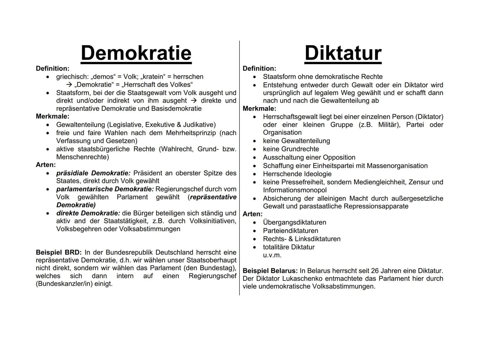 Definition:
Demokratie
griechisch: „demos" = Volk; „kratein" = herrschen
→ ,,Demokratie" = „Herrschaft des Volkes"
Staatsform, bei der die S