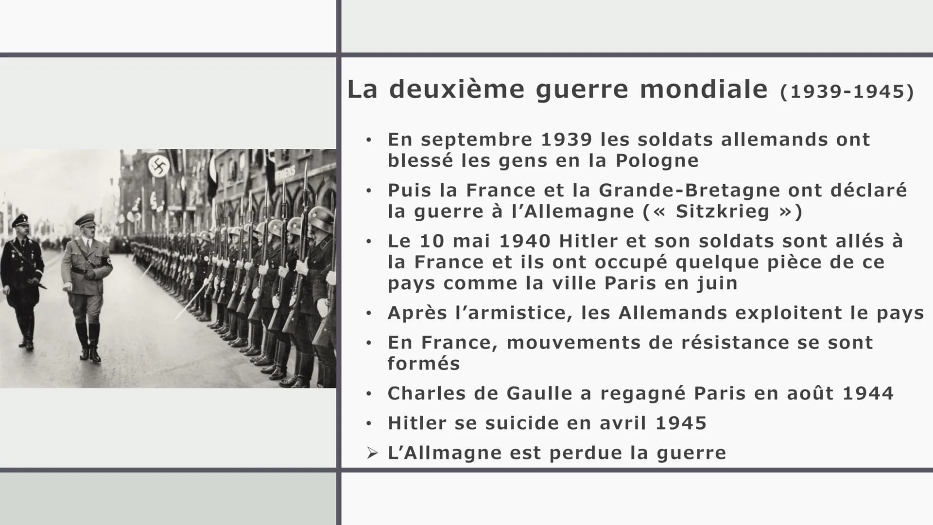 LA RELATION
FRANCO-
ALLEMANDE
—
Un chemin difficile vers l'amitié
entre les deux pays
Créé par Mia ~school goes easier~ table des
matières
1