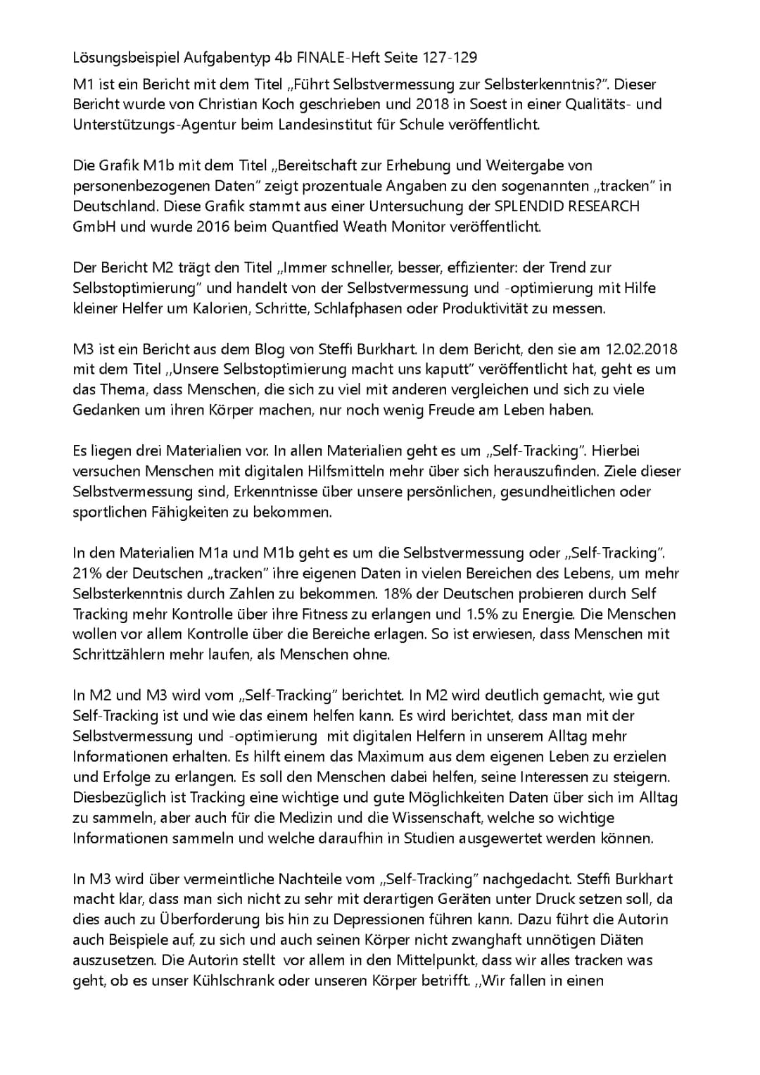 Aufgabentyp 4b Mustersolution: Einleitung, Aufbau und Self Tracking