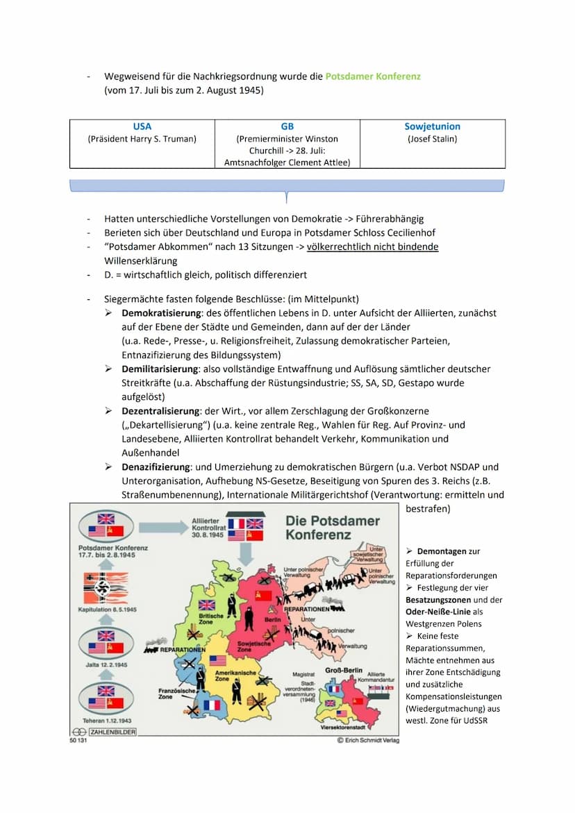 Von der Kooperation zur Konfrontation der Sieger - die Spaltung Deutschlands 1945-1949
1. Deutschland in der ,,Stunde Null": Zusammenbruch u