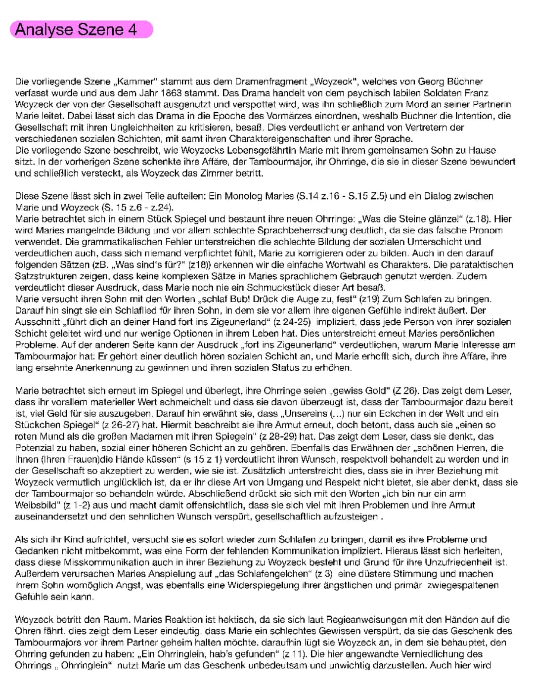 Woyzeck Analyse Szene 4 + Klausuraufbau