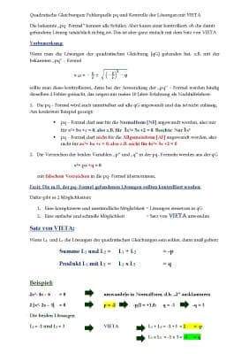 Know Quadratische Gleichung: Die 2 häufigsten Fehlerquellen in der Anwendung der pq Formel, deren Erkennen und Beseitigen sowie Lösungskontrolle über den Satz von VIETA thumbnail