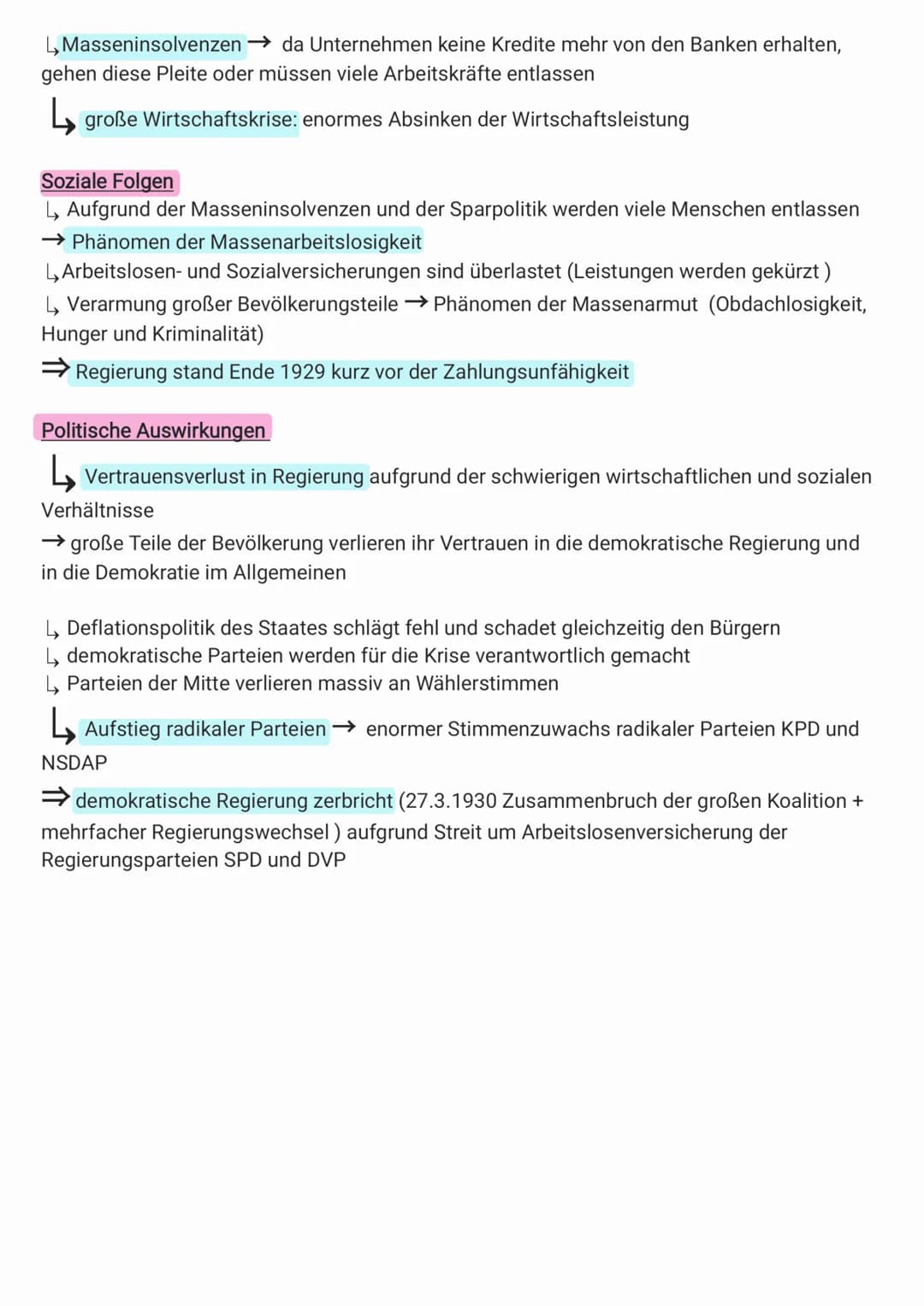 Das Ende der Weimarer Republik
Die Weltwirtschaftskrise 1929 und ihre Folgen für die Weimarer Republik
Ursachen und Folgen + Auswirkungen au