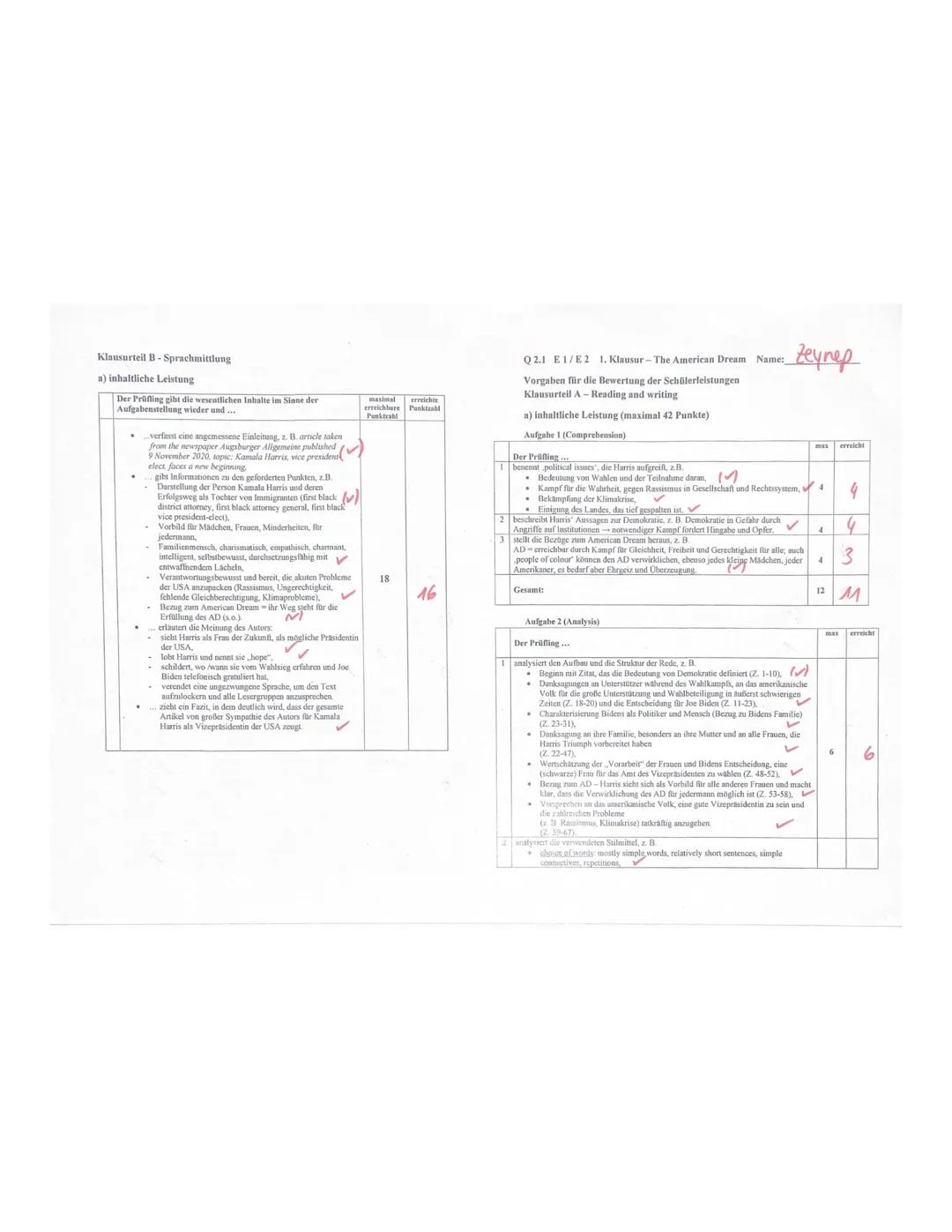 Q2.1 E 1/E 2
1st paper
Topic: The American Dream - American
myths and realities
Part A: Reading and writing
Text: Kamala Harris's victory sp