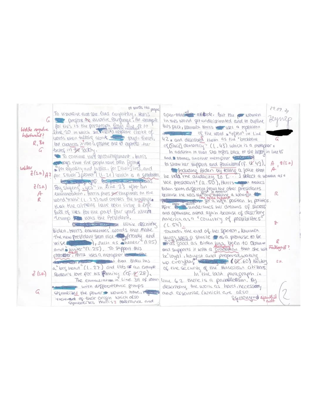 Q2.1 E 1/E 2
1st paper
Topic: The American Dream - American
myths and realities
Part A: Reading and writing
Text: Kamala Harris's victory sp