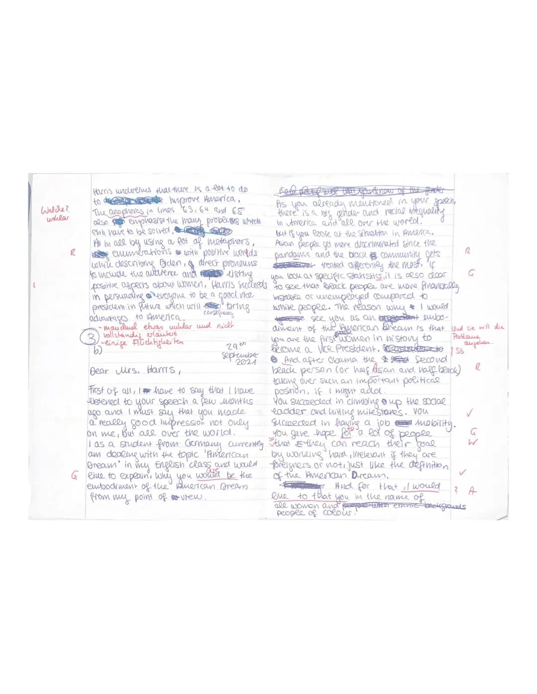 Q2.1 E 1/E 2
1st paper
Topic: The American Dream - American
myths and realities
Part A: Reading and writing
Text: Kamala Harris's victory sp