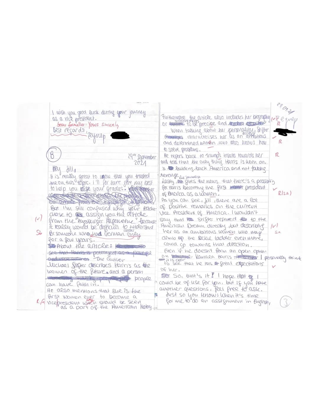 Q2.1 E 1/E 2
1st paper
Topic: The American Dream - American
myths and realities
Part A: Reading and writing
Text: Kamala Harris's victory sp