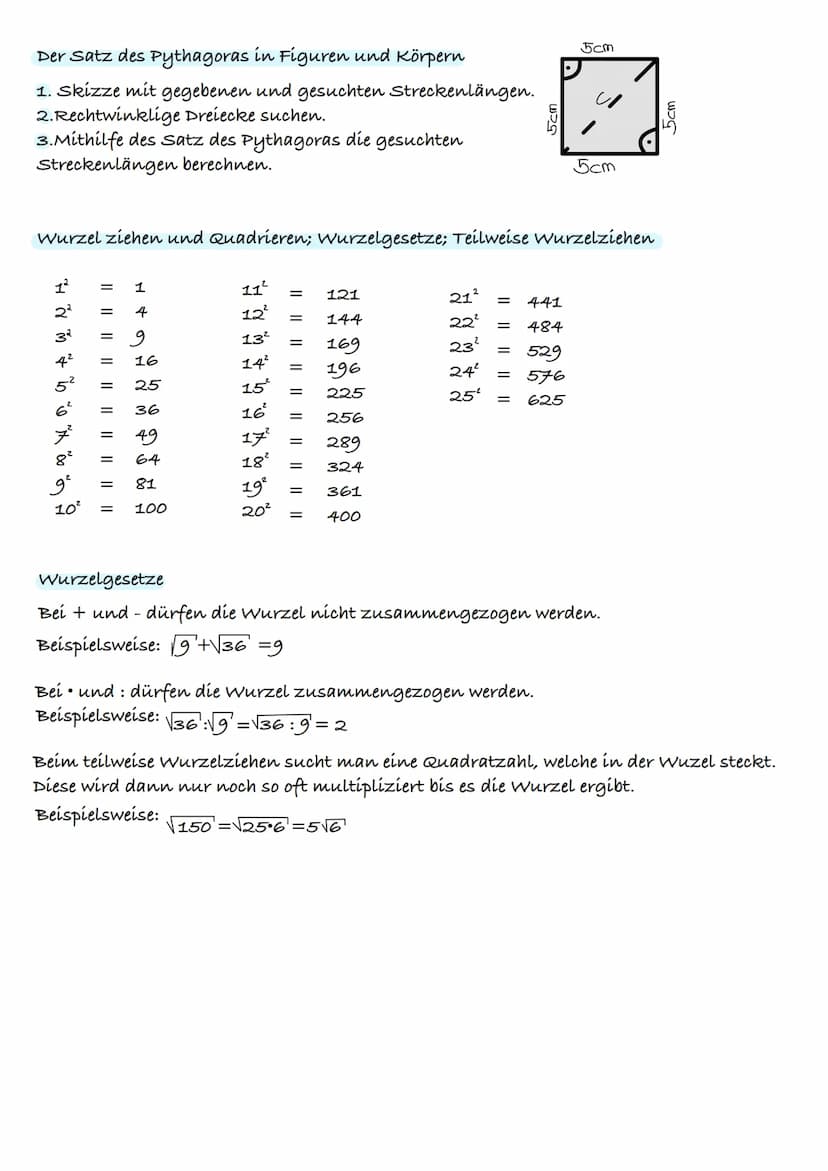 Kathete
satz des Pythagoras
Hypotenuse
Kathete
Formel: a² + b² = c²
bzw. (Kathete 1 )² + (Kathete 2)² = (Hypotenuse)²
Merke
Der Satz des phy