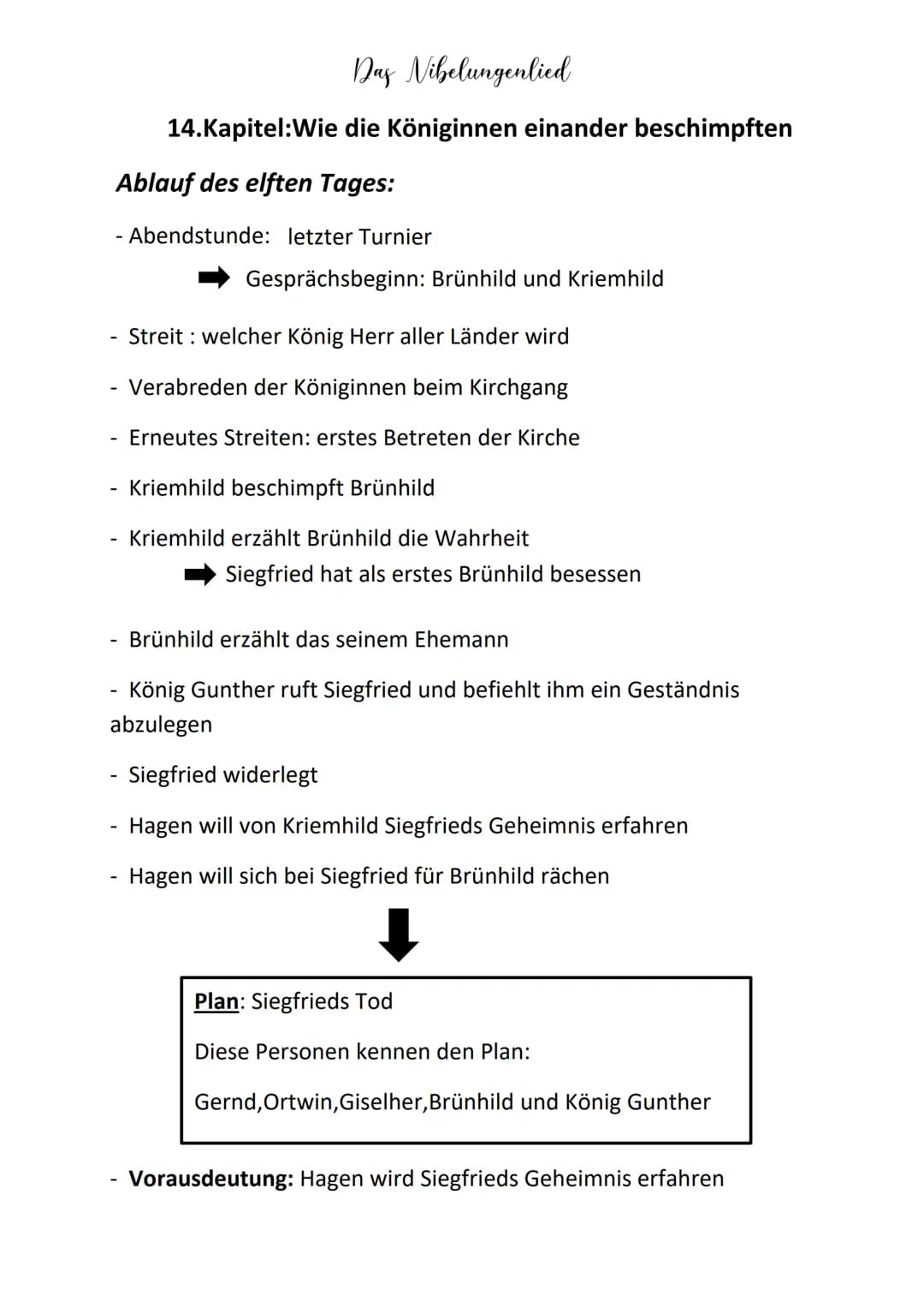 Das Nibelungenlied
14.Kapitel: Wie die Königinnen einander beschimpften
Ablauf des elften Tages:
- Abendstunde: letzter Turnier
Gesprächsbeg