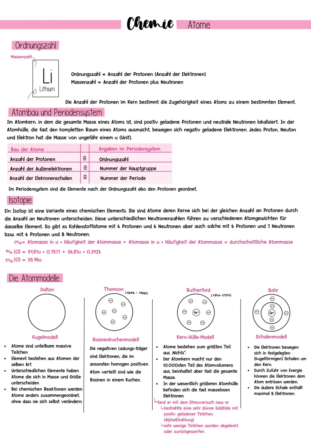 .
Ordnungszahl
●
Massenzahl
Lithium
Ordnungszahl = Anzahl der Protonen (Anzahl der Elektronen)
Massenzahl Anzahl der Protonen plus Neutronen