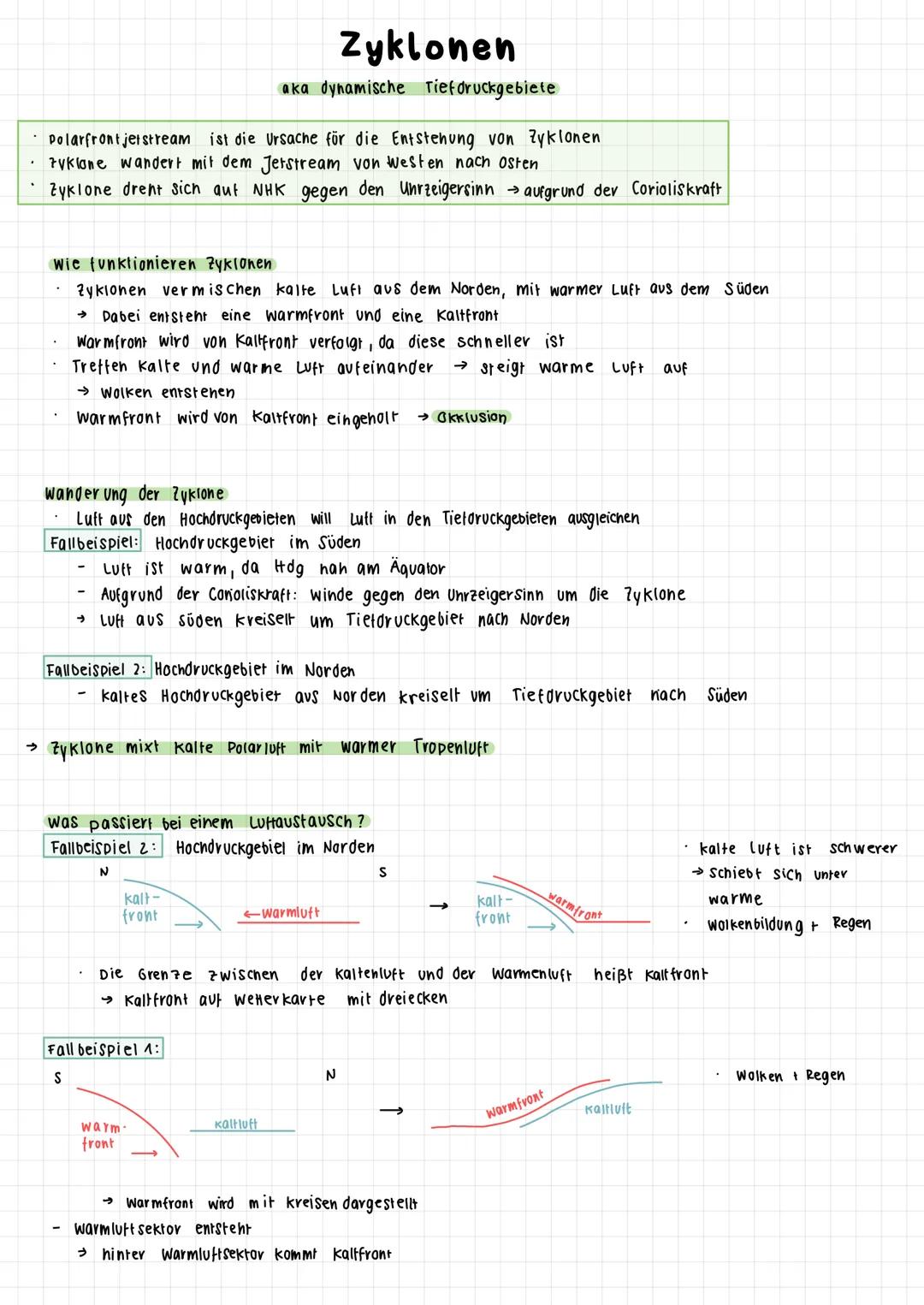 # Zyklonen
aka dynamische Tiefdruckgebiete

- Polarfront jetstream ist die Ursache für die Entstehung von Zyklonen
- 7yklone wandert mit dem