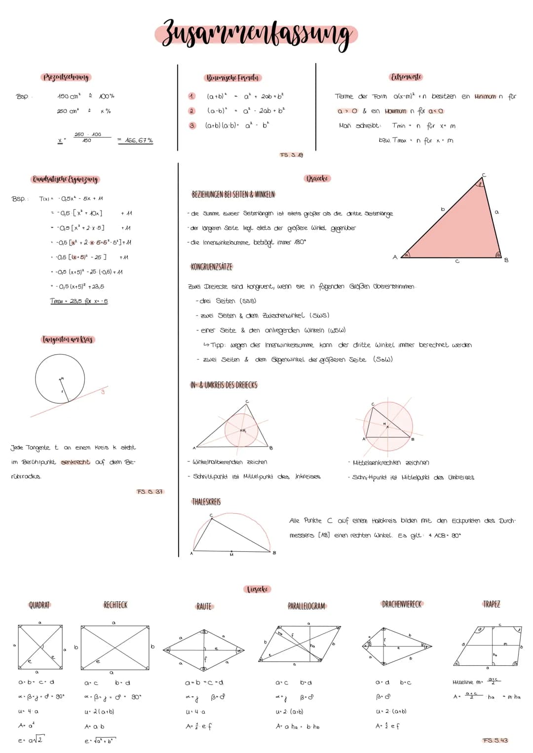 Bsp
Bsp.
Prozentrechnung
rührradius.
Quadratische Ergänzung
a
150 cm²
100%
250 cm² A x%
A
T(x) = -0,5x5x + M1
QUADRAT
250 100
150
= -0,5 [x²