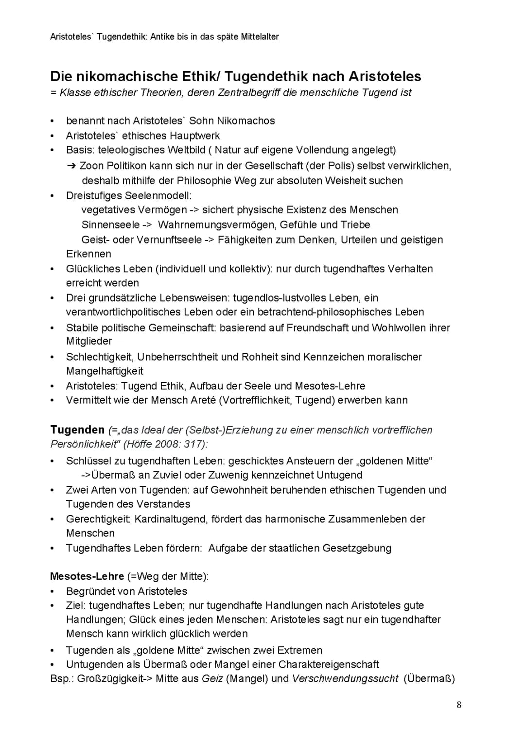 Nikomachische Ethik/ Tugendethik