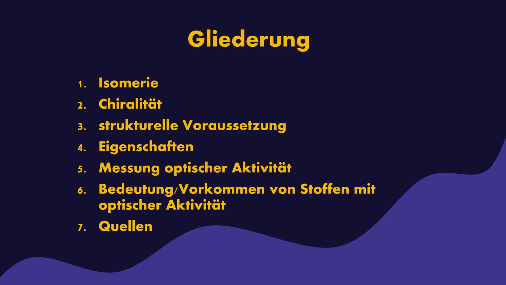 Optische Aktivität
von Elisabeth Lisa Atapin Gliederung
1. Isomerie
2. Chiralität
3. strukturelle Voraussetzung
4. Eigenschaften
5. Messung 