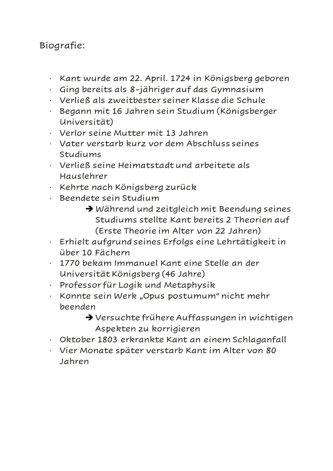 Steckbrief:
Philosophie
Immanuel Kant
●
Name: Immanuel Kant
Geboren: 22.April.1724 in Königsberg (heutiges
Russland)
Gestorben: 12. Februar.